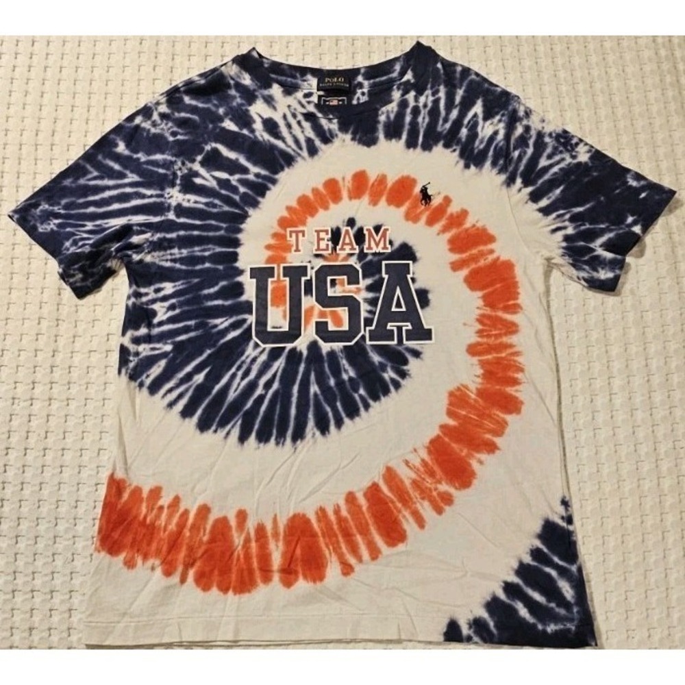 Polo Ralph Lauren Polo Mens Small Red White Blue Tie Dye Short Sleeve‎ Shirt